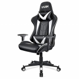 VADIM Silla de Oficina para Juegos En Blanco y Negro, Silla de Oficina Ergonómica para Deportes de Carreras, Respaldo Reclinable a 155 ° Asiento para Juegos, Altura Ajustable, PU para Pc para Juegos