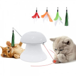 Juguete para Gatos 2 en 1 Luz giratoria automática Juguete de pluma interactivo Ejercicio seguro de entretenimiento con diseño de rotación de 360 grados con cable de carga USB para gatos y perros