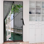 Lanlelin Mosquitera Puerta Magnetica, 16 Imanes Cierran Automáticamente, Con Función a Presión No Necesario Desmontar, Corredera Cortina Mosquitera Magnética para Puertas Cortina de Sala.(100 * 220cm)