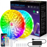Tiras LED de 20M con Controlador Bluetooth,Sincronización Musical,Control Remoto IR de 40 Teclas,Luz LED RGB 5050 Controlada por Teléfono Móvil,Apta para Televisor,Dormitorio, Hogar.(10M*2)