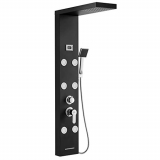 Auralum – Columna de Hidromasaje Ducha Negro 4 Función con Pantalla LCD Columna Ducha Acero Inoxidable para Baño con 6 Boquillas de Masaje