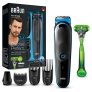Braun MGK3042 7 en 1 Recortadora todo en uno, Máquina recortadora barba y cortapelos, recortadora para pequeños detalles, color negro/azul
