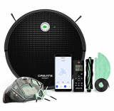 CREATE NETBOT S15 – Robot Aspirador Profesional 4 en 1: Barre, aspira, Pasa la mopa y friega, 2 Cepillos Silicona y 1 Cepillo Central Silicona Especial Mascota (Negro 2.0)