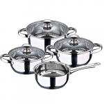San Ignacio Batería de cocina 7 piezas Cazo sin tapa Ø16 (1.5L) / Cacerola Ø16 (1.5L) Cacerola Ø18 (2.0L) Cacerola Ø20 (3.0L), acero inoxidable, inducción