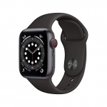 Apple Watch Series 6 (GPS + Cellular, 40 mm) Caja de Aluminio en Gris Espacial – Correa Deportiva Negra