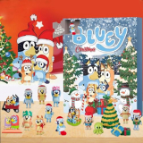 Calendario de Adviento de Navidad 2023 contiene 24 regalos perro azul figuras de resina decoración de Navidad accesorios de Navidad cuenta atrás calendario con juguete sorpresa para coleccionar