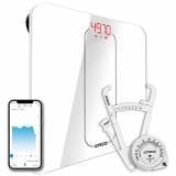 ILTECO Bascula de Baño Inteligente, Bascula de precision digital con Tecnologia Bluetooth conexión Android e iOS, Pantalla LCD, Tecnologia Handsfree | Color Blanco