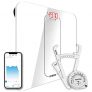 ILTECO Bascula de Baño Inteligente, Bascula de precision digital con Tecnologia Bluetooth conexión Android e iOS, Pantalla LCD, Tecnologia Handsfree | Color Blanco