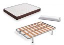 HOGAR24 ES Cama Completa – Colchón Viscobrown Reversible + Somier Basic + 4 Patas + Almohada Fibra, 150×200