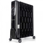 Taylor Swoden Sunny – Radiador de aceite de 11 elementos, 2500W, 3 ajustes de potencia, termostato, bajo consumo. Diseño ondulado que mejora la producción y circulación del calor. Color negro.
