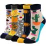 ZFSOCK Calcetines Termicos Invierno Mujer: Divertidos Cálidos Calcetines De Algodon Gruesa Mujer Calcetines Patrón De Plantas Lindos 35-41(Estilo tropical-5 Pares)