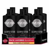 Syoss – Champú para pelo dañado Salonplex – 6uds de 440Ml (2.640ml) – Repara en profundidad y reduce la rotura del cabello – Cabello como recién salido de la peluquería