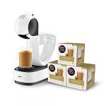Krups Dolce Gusto Infinissima KP1701 – Cafetera de cápsulas, 15 bares de presión, blanco + Nescafé DOLCE GUSTO CAFÉ CON LECHE DELICATO – Pack De 3 x 16 cápsulas – Total: 48 Cápsulas