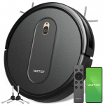 Vactidy Robot Aspirador, Nimble T6 con Potente Succión 1500Pa, 4 Modos de Limpieza, Detección Inteligente, 2600mAh, Silencioso, Control por App, Alexa y Mando, para Mascotas, Suelo Duro y Alfombra