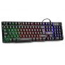 Rii RK100+ Novedoso Teclado USB Retroiluminado,Colores Rainbow y Panel metálico Resistente,Alta sensibilidad Ideal para Jugar, QWERTY con Layout Español Teclado espandido.