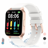 Smartwatch,1.69″ Reloj Inteligente Mujer con Temperatura,Impermeable IP68 Fitness Reloj 24 Modos Deporte con Pulsómetro Monitor de Sueño Calorías Podómetro para Android iOS (Blanco)