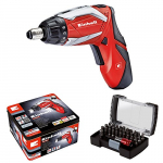 Einhell Juego de destornilladores a batería TE-SD 3,6 Li (Ion de litio, 3,6 V, 1,5 Ah, 3,5 Nm, 2 luces LED, cargador, juego de puntas de 32 piezas, caja de almacenamiento)
