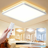 NEEMOSI 24W LED Plafon Led Techo, 3200LM Plafon de Techo Cuadrado Regulable con Mando a Distancia para Dormitorio, Cocina, Salón Balcón (1 Pack, Blanco)