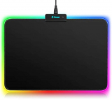 Alfombrilla de ratón RGB para juegos – 336 x 245 x 3 mm Hcman Led Mousepad con base de goma antideslizante, teclado de ordenador suave alfombrilla de ratón para Macbook, PC