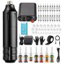 Tattoo Pen Kit Rotary Gun Tattoo Machine Kit completo de tatuaje profesional con 20 piezas Cartucho Agujas Tattoo Power Supply de tatuaje para tatuadores SLP1KITP162-1-EU