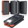 Cargador Solar 26800mAh, Elzle Power Bank Solar con 2 Salidas USB y 1 Entrada Micro USB, Impermeable Batería Externa con 4 Paneles Solar Linterna LED para iPhone Android Tabletas Cámara Viajes Camping