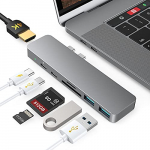 HUB USB C para Macbook Pro/Air 13″ 15″ 16″, Adaptador USB-C 7 en 2 a HDMI 4K, Thunderbolt 3 (100W PD), Puerto USB 3.0 & USB 2.0, Lector de Tarjetas SD / TF para MacBook Pro/Air M1 2020/2019/2018