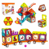 Beeyouk Bloques de Construcción Magnéticos, 104 Piezas Juego Educativo de Construcción en 3D con Tuberías,Juguetes para Niños y Niñas de 4+ años,Construcción Magneticas para Niños de 3 4 5 6 7 8