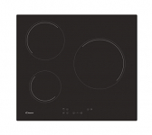 Candy CH63CC, Placa Vitrocerámica, 3 Zonas, 60CM, 10 Niveles de Potencia, 5,5KW, Mandos Centrales, Bloqueo de Seguridad, Indicador de Calor, Alerta Sobrecalentamiento y Derrames, Negro