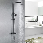 DUTRIX Sistema de Ducha Negro, Set de Ducha Termostatica, Columna de Ducha Termostático con Rociador Ducha Lluvia 23x23cm, de grifo Ducha Moderno