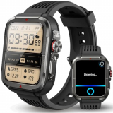 vvituaC Reloj Inteligente Hombre con Voz de Alexa y Llamadas, 1.8″ Smartwatch Hombre con Oxímetro/Pulsómetro/Monitor Sueño/Podómetro, 100 Modos Deportivos, Impermeable IP68 Regalo para Android iOS
