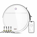 OKP Robot Aspirador, con WiFi/Alexa/App, Sin Enredos, Delgado, Ideal para Suelos Duros, Pelos de Animales y Alfombras, Robot Aspirador Silencioso para Limpieza del Hogar