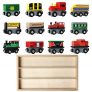 E-More Juego de Juguetes con Forma de Coche de Madera – Juego de 12 vehículos para niños de 3 años en adelante – Adecuado para los ferrocarriles de Madera