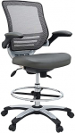 Modway Edge Silla de Dibujo, Plástico, Malla, Poliuretano, Cromo, Gris, 70 x 70 x 105 cm