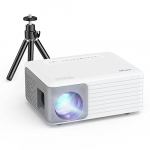 Mini Proyector con Trípode, AKIYO Proyector Portátil de 5000 Lúmenes, Soporta 1080P Full HD, ±20° Corrección Keystone, 75% Zoom Compatible con HDMI USB Smartphone TV Stick Laptop AV