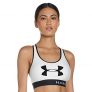 Under Armour Armour Mid Keyhole Graphic, ropa deportiva de mujer para correr, sujetador deportivo para mujer con espalda cruzada y logotipo mujer, White / White / Black, M