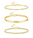 CASSIECA 3 Piezas Tobilleras Pulseras 14K Playa Hecha a Mano Ajustables Tobilleras Joyería del pie Regalos Brazalete de Tobillo para Mujeres niñas