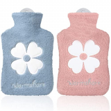 Aceshop 2 piezas Botellas de Agua Caliente, 1000ml bolsa de agua caliente de PVC con funda de cintura suave para el alivio del dolor cuello hombro piernas cintura caliente