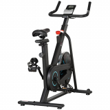 HOMCOM Bicicleta Estática Bicicleta de Fitness con Asiento y Manillar Ajustables en Altura Volante Inercia 6,5 kg Pantalla LCD Pulsómetro y Ruedas para Hogar 110x52x105-120 cm Negro