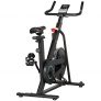 HOMCOM Bicicleta Estática Bicicleta de Fitness con Asiento y Manillar Ajustables en Altura Volante Inercia 6,5 kg Pantalla LCD Pulsómetro y Ruedas para Hogar 110x52x105-120 cm Negro