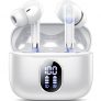Auriculares Inalámbricos Bluetooth, Auriculares Bluetooth 5.3 HiFi Estéreo 40H con Graves, 4 HD Mic con Reducción de Ruido ENC, Cascos Inalambricos IP7 Impermeable, Auriculare in Ear Deportivos/Blanco