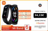 Xiaomi pulsera inteligente Mi Band 6 versión Global, reloj con Pantalla AMOLED de 1,56 pulgadas, monitor de ritmo cardíaco, Fitness, Bluetooth, resistente al agua hasta 5 ATM|Pulseras inteligentes|