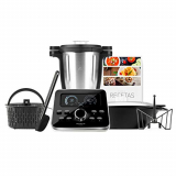 Taurus Foodie-Robot de Cocina multifunción Recetas Incluido, 31 Funciones, Báscula integrada, Libre de BPA, 1500 W, 3.5 litros, Acero Inoxidable, Negro INOX