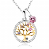 LEKANI Collares Mujer Plata Árbol de la Vida Colgante Cristales de Austriacos, Joyas Mujer Regalos Originales para Mujer Madre Mamá Abuela