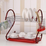 Estante de Secado de Platos, Escurreplatos de Cocina de 2 Niveles con Revestimiento Cromado Antioxidante y Soporte para Tazas y Utensilios de Cocina