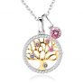 LEKANI Collares Mujer Plata Árbol de la Vida Colgante Cristales de Austriacos, Joyas Mujer Regalos Originales para Mujer Madre Mamá Abuela