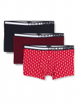 Tommy Hilfiger Impresión de baúl 3p Baadores Ajustados para Hombre, Deep Rouge/Desert Sky/Mini Tree, M