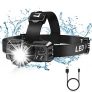CIRYCASE Linterna Frontal, Linterna Frontal LED Recargable USB con Zoom & 4 Modos Mejorada 2023, Linterna Cabeza con Súper Brillante, Impermeable & Ajustable 90° para Acampar, Correr, Caminar, Pesca